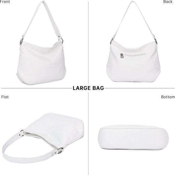 Medium Faux Leather Hobo Bag Women’s Shoulder Satchel with Detachable Strap - Picture 3 of 5